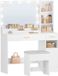 Merkloos Table de coiffure – Table de maquillage – Table de maquillage – Table de vanité – Table de maquillage – Grand miroir – 2 tiroirs et 4 compartiments de rangement – Blanc