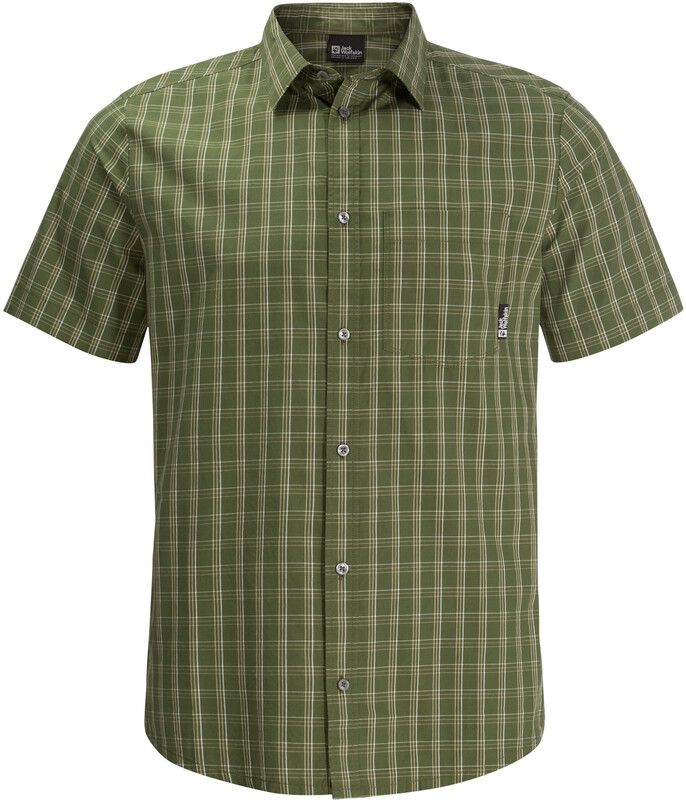 Jack Wolfskin Hot Springs Shirt Men's Short Sleeve, Green S 2023