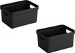 Bellatio Decorations Sunware Opbergbox Sigma - 2x stuks - kunststof - zwart - 13 liter - Opbergbakken/opbergers - 35 x 25 x 18 cm