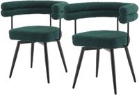 ML-design Eetkamerstoelen Set van 2 Donkergroen Teddy Stof 360° Draaibaar met Rugleuning