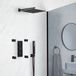 Preto Système de douche thermostatique noir avec robinet de douche à 3 voies avec inverseur, pomme de douche carrée de 30 cm, douchette et 4 douches latérales