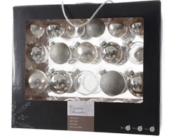 Decoris Kerstballen Glas Mix - Kerstboomversiering - Ø5-7 cm Zilver 42 stuks