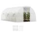 FRIXOVEL Serre De Jardin Tunnel 13,5 M² 6 Fenêtres, Porte Zippée Enroulable Châssis Acier Galvanisé, Bâche Pe 4,5 X 3 X 2 M Blanc