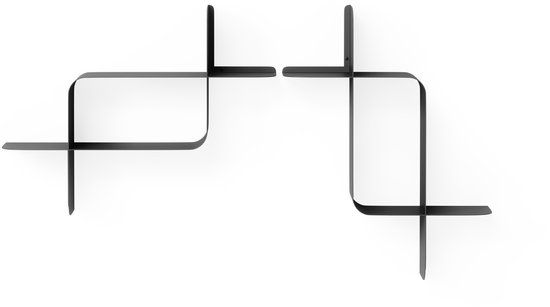 Umbra Montage metalen wandplank, Set van 2, Zwart