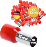 Kalitec 100 stuks AE1018RT adereindhulzen geïsoleerd 10,0 mm² 18 mm lang rood