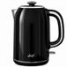 Luxe Bouilloire 1.7L - Design Rétro - 2200W - Sans BPA - 360° - Inox - Noir