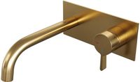 Brauer Gold Edition Inbouw Wastafelmengkraan met Gebogen Uitloop en Afdekplaat Model E1 Goud Geborsteld PVD