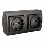Solera Wandcontactdoos 2p+t grafiet 16A 250V dubbel