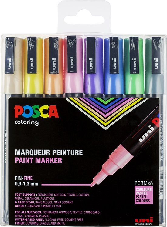 Uni-Ball Posca PC-3M - Pastel - 8 stuks