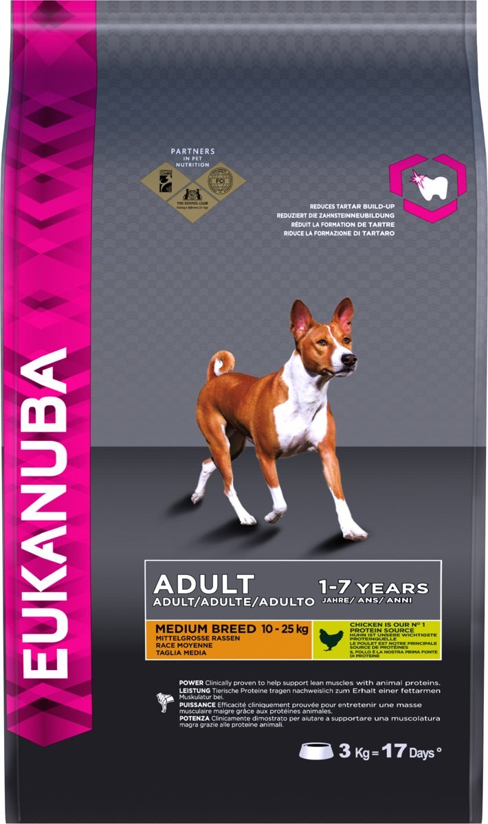 EUKANUBA Dog Adult - Medium Breed - Kip - Hondenvoer - 3 kg