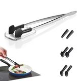 Avilia Multifunctionele 3-in-1 keukentang van roestvrij staal, 30 cm – punten van nylon, hittebestendig tot 220 °C, met transparant deksel en dienblad, perfect voor koken en grillen