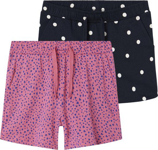 NAME IT NKFVIGGA 2P SHORTS NOOS - Meisjes Broek - Maat 152 - Katoen - Camellia Rose;Pack W. Dark Sap Dots