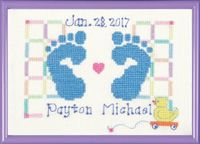 Janlynn Telkruissteekset, Baby Feet Birth Announcement Blue, per meter