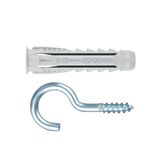 Index Fixing Systems BZALHATS05 pluggenset TN4S + AL-HA met 4-zone spreidpluggen, nylon en gebogen schroefhaken 6 x 30mm verzinkt