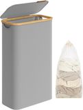 SONGMICS Wasmand met deksel, 60 liter, Grijs，LCB506G01