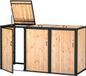 Tuindeco Containerberging Tresco - Drie containers - Zwart stalen frame - Hout - Zwart/Bruin - 210x80x118 cm