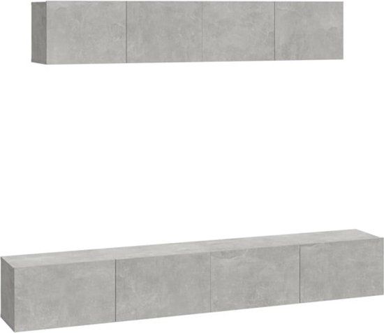 vidaXL 4-delige Tv-meubelset bewerkt hout betongrijs