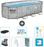 Bestway Ovaal Power Steel Swim Vista Zwembad - Steenprint - 549 x 274 x 122 cm