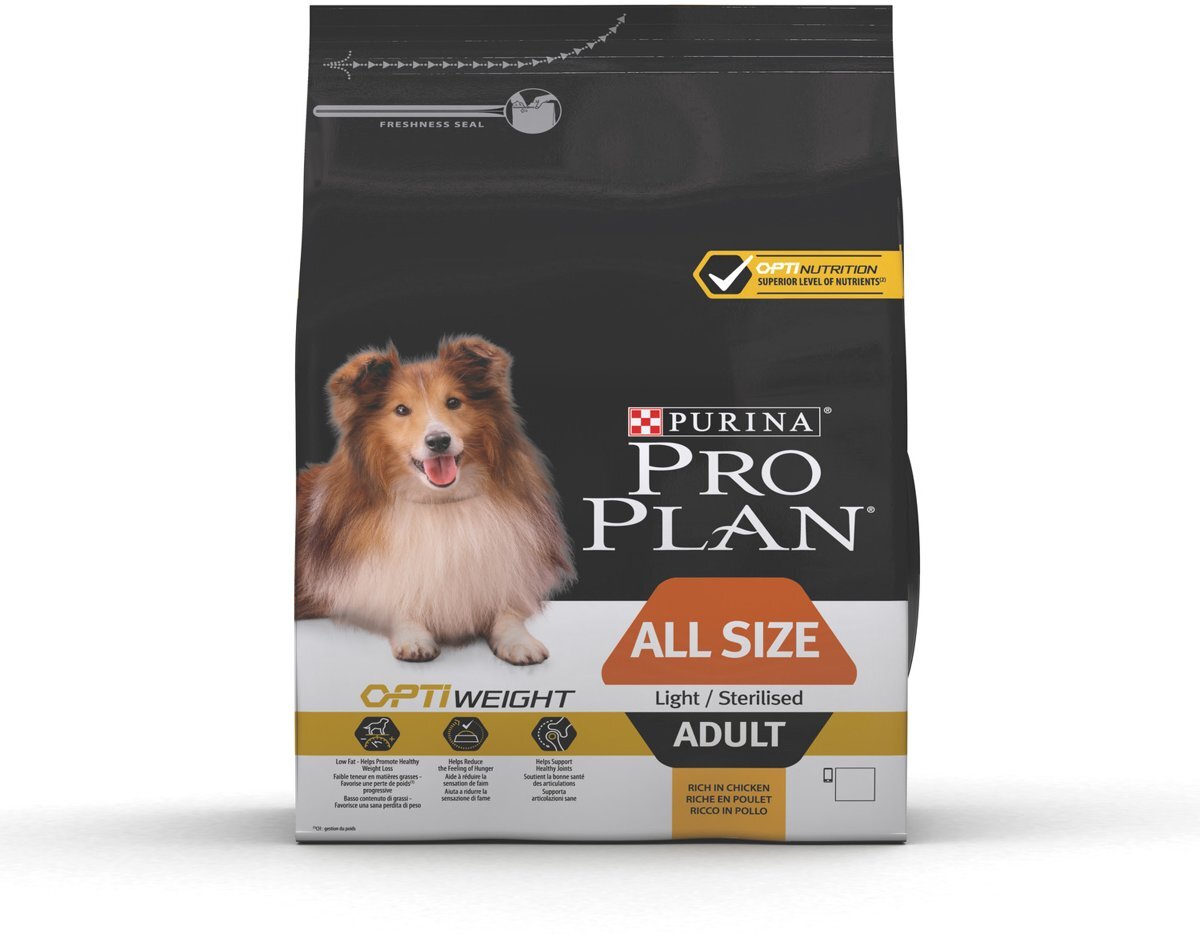 PRO PLAN All Sizes Adult Light - Kip Met Optiweight - Hondenvoer - 3 kg