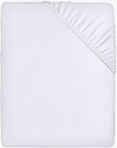 Utopia Bedding Fitted Sheet, 35 cm Corner Height for Thick Mattresses, Brushed Microfiber - White, 200 x 200 cm