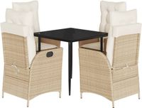vidaXL 5-delige tuinset met kussens, beige, polyrotan