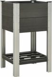 vidaXL Verhoogde Plantenbak met Schap 50x50x90 cm Grijs