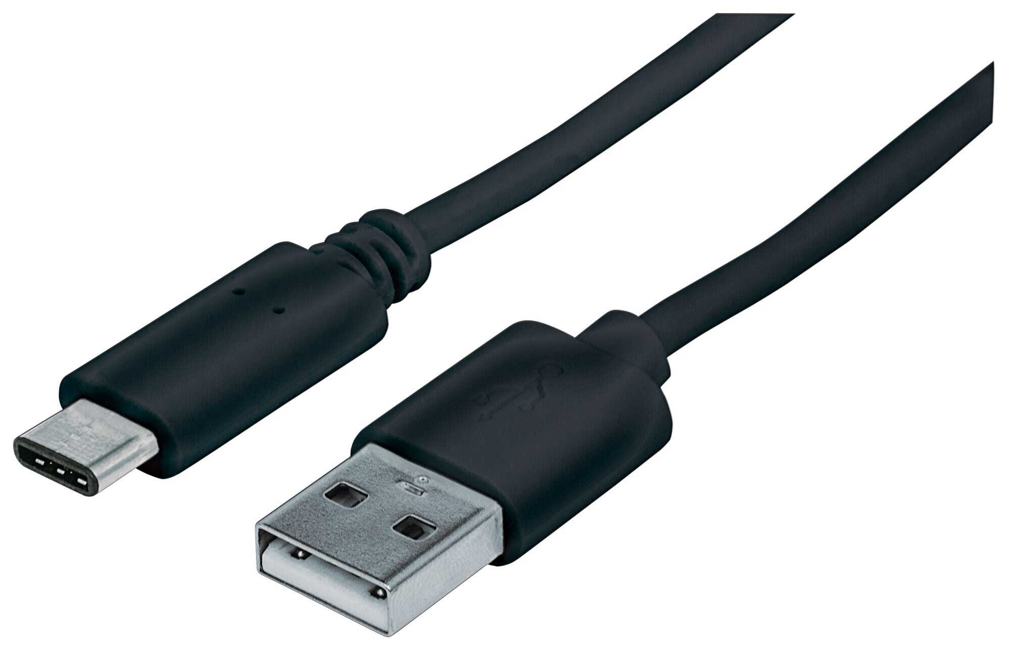 MANHATTAN USB-C to USB-A Cable, 1m, 480 Mbps, Male to Male, Black, Polybag