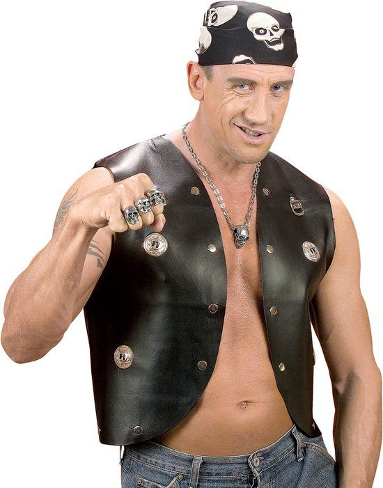 Widmann Biker Gilet - Zwart - M/L - Carnaval Verkleedkleding