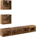 Syfax TV Wand Eenheden met LED 5 st Oud hout Bewerkt hout