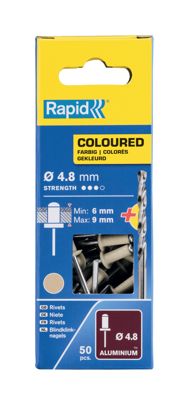 Rapid Blindklinknagels Gebroken Wit | Ø4,8 x 12 mm | Incl. Boor | 50 Stuks - 5001469