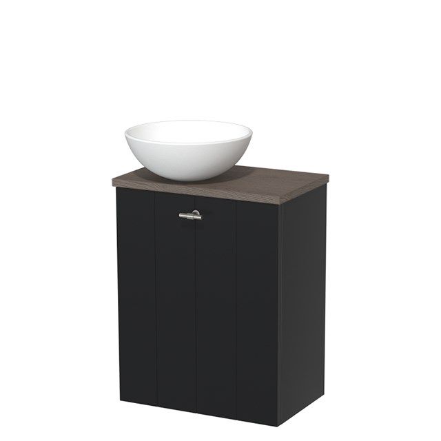 Maxaro Modulo Toiletmeubel 41 cm Mat Zwart - Donkerbruin Eiken