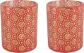 Countryfield Luxe theelichthouder - 2 stuks - Glas - Rood/Goud