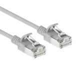 ACT Grijze 2,5 meter LSZH S/FTP CAT6A slimline patchkabel snagless met RJ45 connectoren