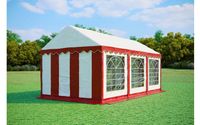 Tente de réception 3x6 m STANDARD – PVC 500 g/m², ignifuge, tubes en acier galvanisé Ø38 mm, jusqu'à 36 personnes - Rouge-blanc