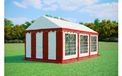 Tente de réception 3x6 m STANDARD – PVC 500 g/m², ignifuge, tubes en acier galvanisé Ø38 mm, jusqu'à 36 personnes - Rouge-blanc