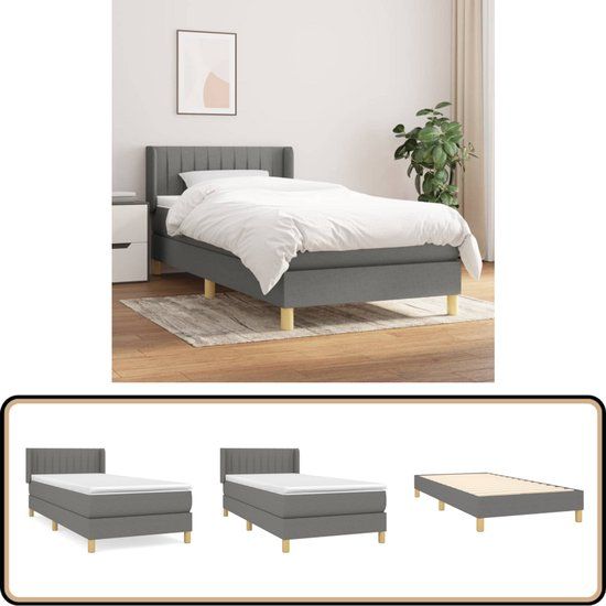 vidaXL Boxspring met matras stof donkergrijs 100x200 cm
