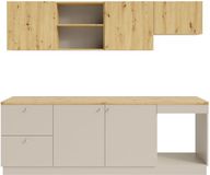 Vente-unique Complete keuken - Met werkblad 242 cm - Beige en Licht natuurlijk - YORINA