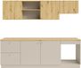 Vente-unique Complete keuken - Met werkblad 242 cm - Beige en Licht natuurlijk - YORINA