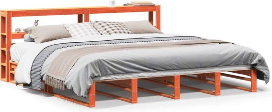 vidaXL Bedframe massief grenenhout wasbruin 180x200 cm