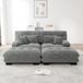 MODENUIT Canapé d'angle 220 x 145 x 81 cm - Modulaire Avec 2 Ottomans, 2 Coussins Lombaires Et 2 Coussins Décoratifs - Chenille Gris