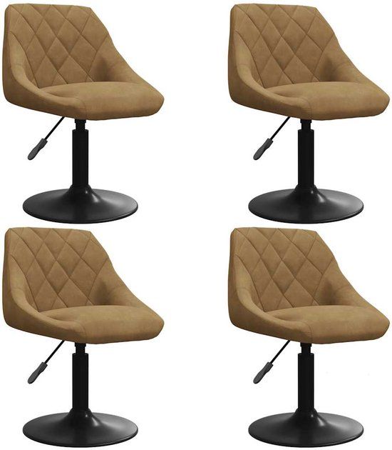 vidaXL Eetkamerstoelen draaibaar 4 stuks fluweel bruin