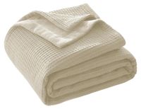 Solidchoice - Couette en coton, 150 x 200 cm, gaufré beige et velours lait