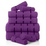 GC GAVENO CAVAILIA Set van 8 zeer absorberende en sneldrogende handdoeken van Egyptisch katoen voor badkamer (2 handen, 2 badkamers, 4 gezichten) aubergine