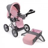 Bayer Chic Poppenwagen Leni combi (lichtgrijs/roze) - Wandelwagen - 43cm duwstanghoogte