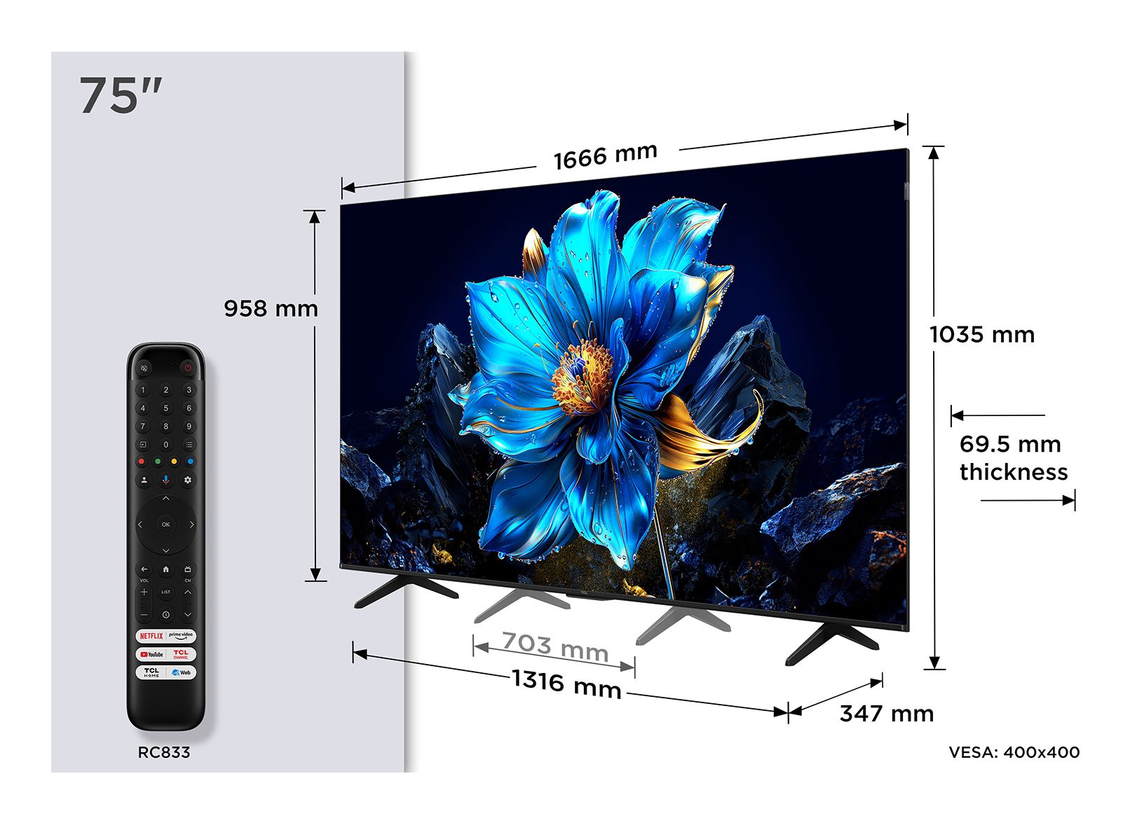TCL 75P79K / QLED screen / 75 inch / 2025