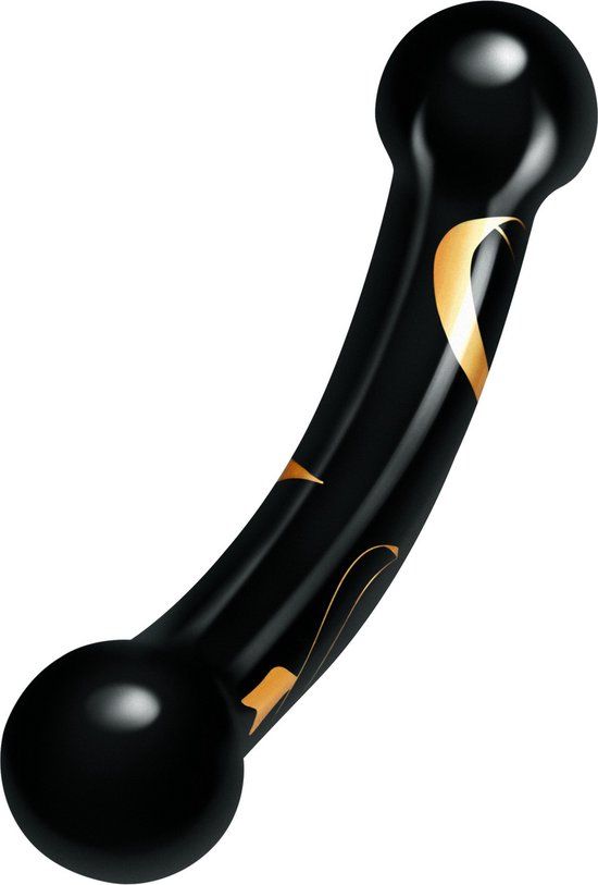 Secret Kisses Handblown Dubbel Ended Dildo - Zwart - 14 cm