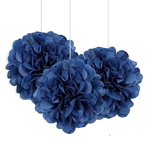 Unique Party 64213-23cm Kleine Royal Blue Tissue Papier Pom Poms, Pack van 3