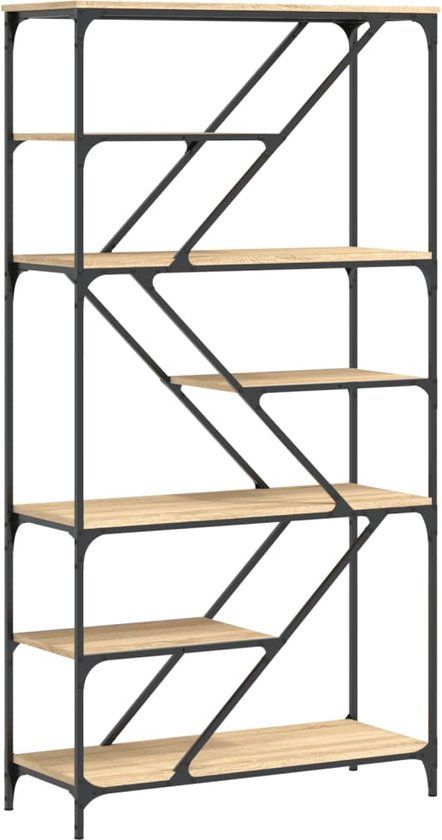 vidaXL Boekenrek 91x36x176 cm Bewerkt Hout en Staal Sonoma Eikenkleur