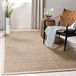 SAFAVIEH Vloerkleed met natuurlijke vezels - 4' vierkant, natuurlijk & beige, rand mandweefsel zeegras ontwerp, onderhoudsvriendelijk, ideaal voor gebieden met veel verkeer in woonkamer, slaapkamer (NF114A)