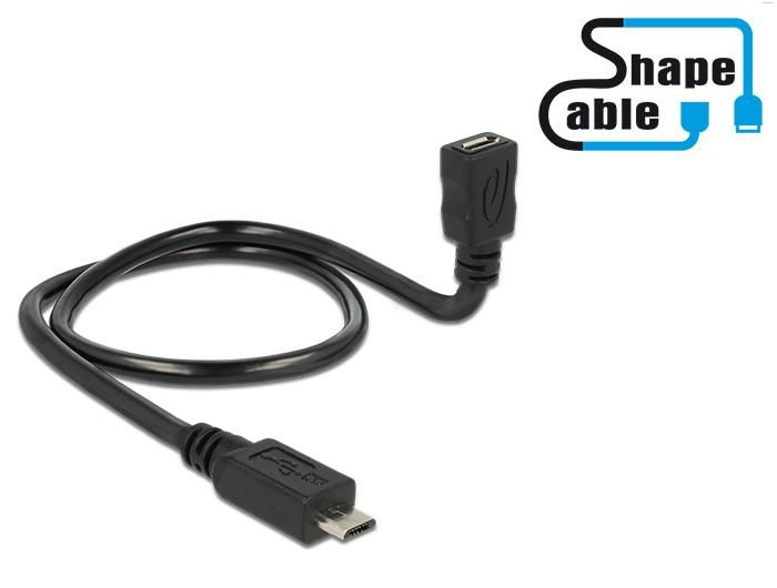 DeLOCK USB 2.0 Micro-B Kabel - 0.5m - Zwart